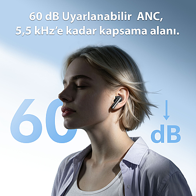 Qcy MeloBuds N65 6.0 Bluetooth Kulaklık Hi-Res LDAC 60 dB ANC Gri - 2