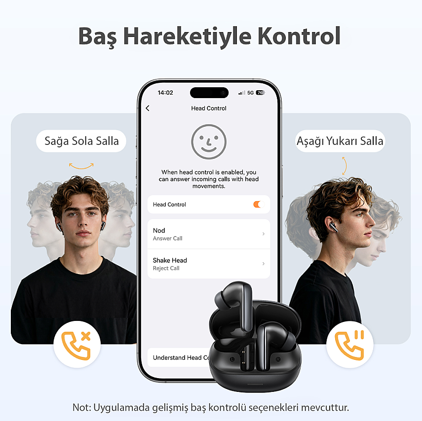 Qcy MeloBuds N65 6.0 Bluetooth Kulaklık Hi-Res LDAC 60 dB ANC Gri - 3