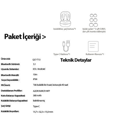 QCY T13 ANC Bluetooth Kulaklık Siyah - 6